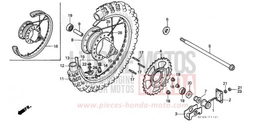 REAR WHEEL (R2F/R2G) CR80R2G de 1986